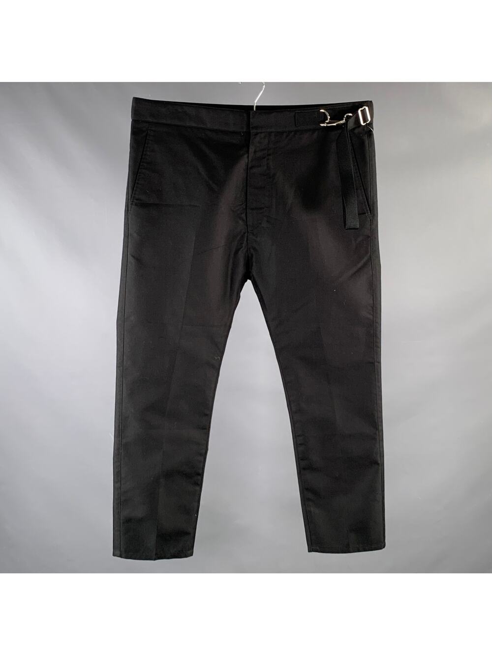JIL SANDER Size 34 Black Cotton Blend Side Strap Casual Pants
